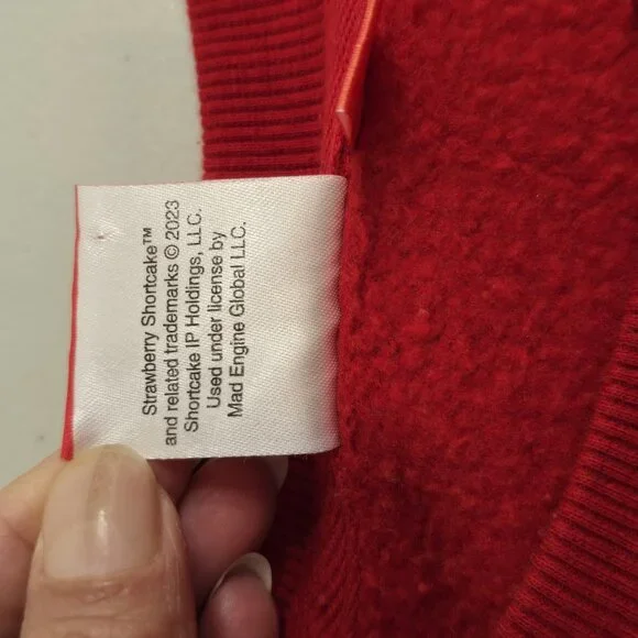 Strawberry Shortcake Sweater Sweatshirt Size XS  Red Long Sleeve Oversized - Picture 8 of 10